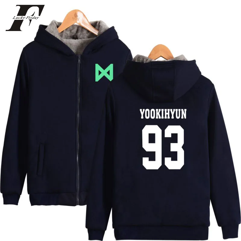 K Pop Korea MONSTA X Idol Team KPop Thicker Hoodie Sweatshirt Zipper