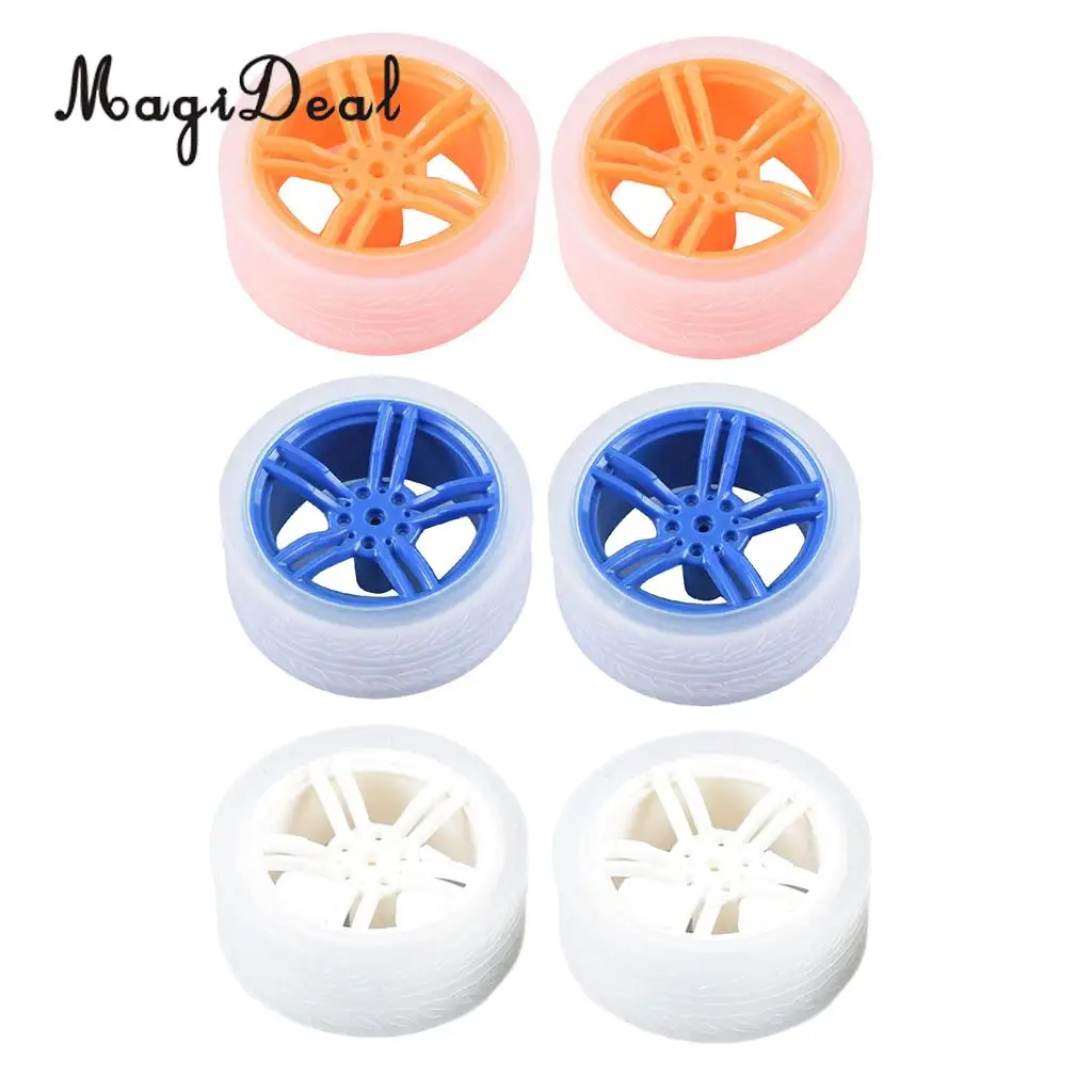MagiDeal 2Pcs DIY Rubber Plastic Motor Wheel Tyre Tire for Smart Robot Car wheels Handmade Crafts RC Motor Car Parts Toys