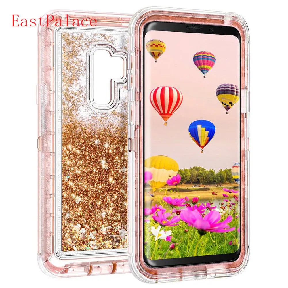 

Hybrid Shockproof 3in1 Quicksand Glitter Case for Samsung Galaxy S8 S9 Plus S10 S10e S10 Plus Luxury Designer Robot Phone Cover