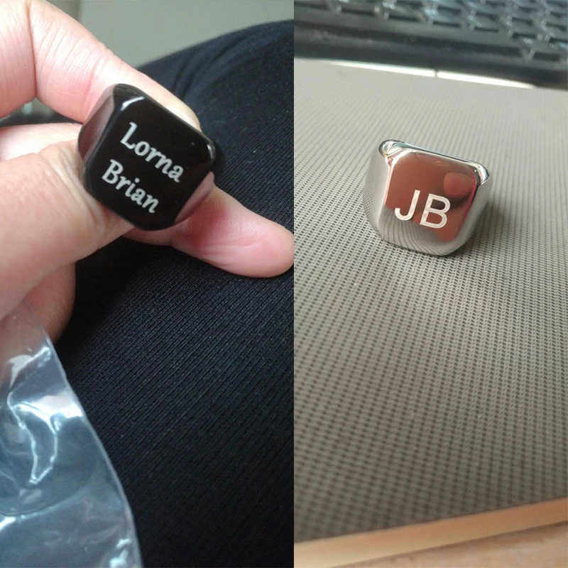Customized Engraved Name Rings Stainless Steel Personalize Words Initials Letters Signet Ring For Men Women Wedding Gifts