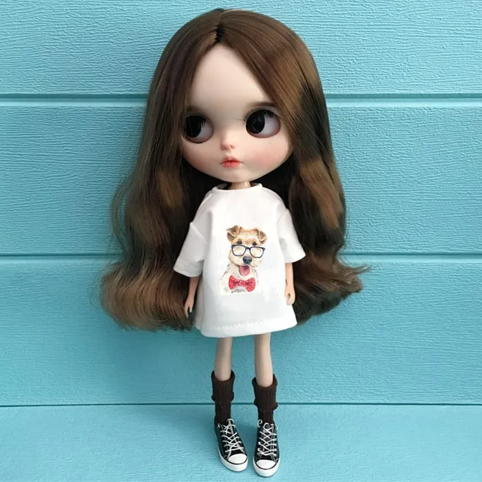 1 шт., коллекция 1/6 года, Одежда для куклы Pullip толстовка с героями мультфильмов для ob24 Azone Licca for Blyth, футболка 30 см, 1/6, аксессуары для куклы для Барби