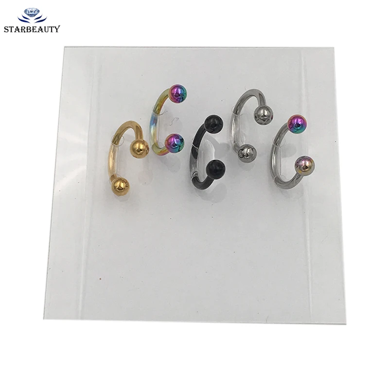 

Certificated!316L Steel 5Pcs Horseshoe Piercings Septo Nose Lip Eyebrow Ear Septum Cartilage Helix Captive Hoop Ring Piercing