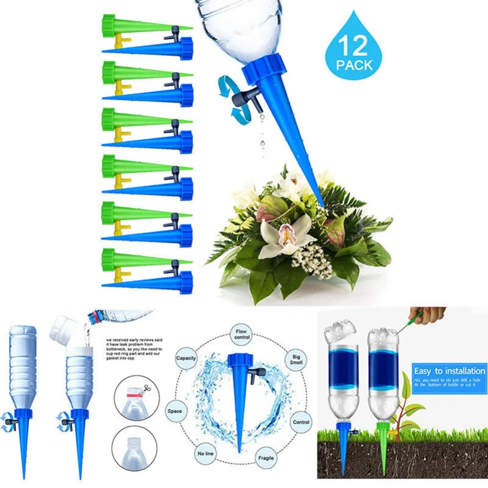 

12Pcs/Pack Plant Self Watering Adjustable Stakes System Vacation Plant Waterer Self Automatic Watering Spikes Irrigation System