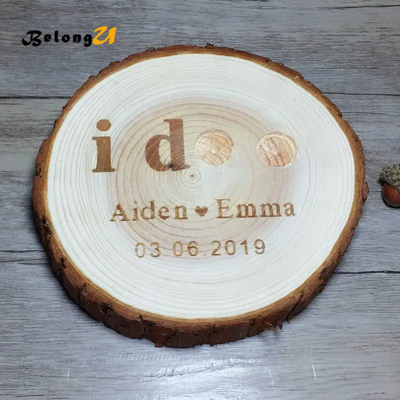 Personalized Custom Wood Ring Pillow -MUW-286-08