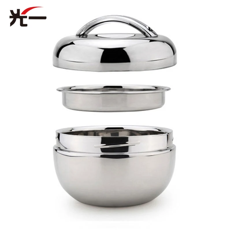 Double Layers Stainless Steel Feeding Bowl Thermal Lovely Apple