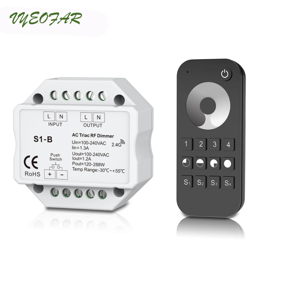 New S1-B Led Triac Dimmer AC 100-240V Input voltage;Output 100-240V 2.4GHz RF Wireless Remote RT6 4 zone Led Dimmer Controller New S1-B Led Triac Dimmer AC 100-240V Input voltage;Output 100-240V 2.4GHz RF Wireless Remote RT6 4 zone Led Dimmer Controller