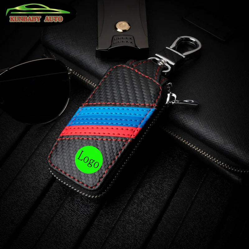 

KUNBABY Top Quality Fashion Carbon Car Keys Bag Keys Chains Case Holder Leather Key Wallet For BMW Audi Benz Car Styling