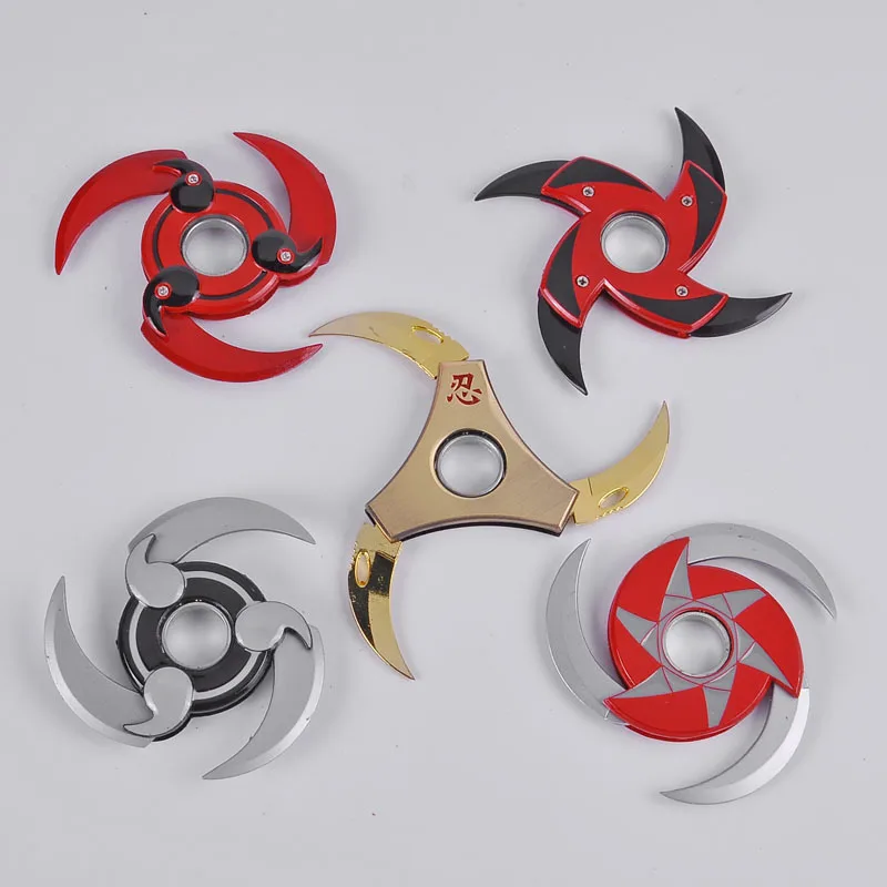 

10cm Naruto Circular dart Weapon Model key chain Metal Pendant Swing fingertips keychains Darts Gyro Anti Stress Keyring anime