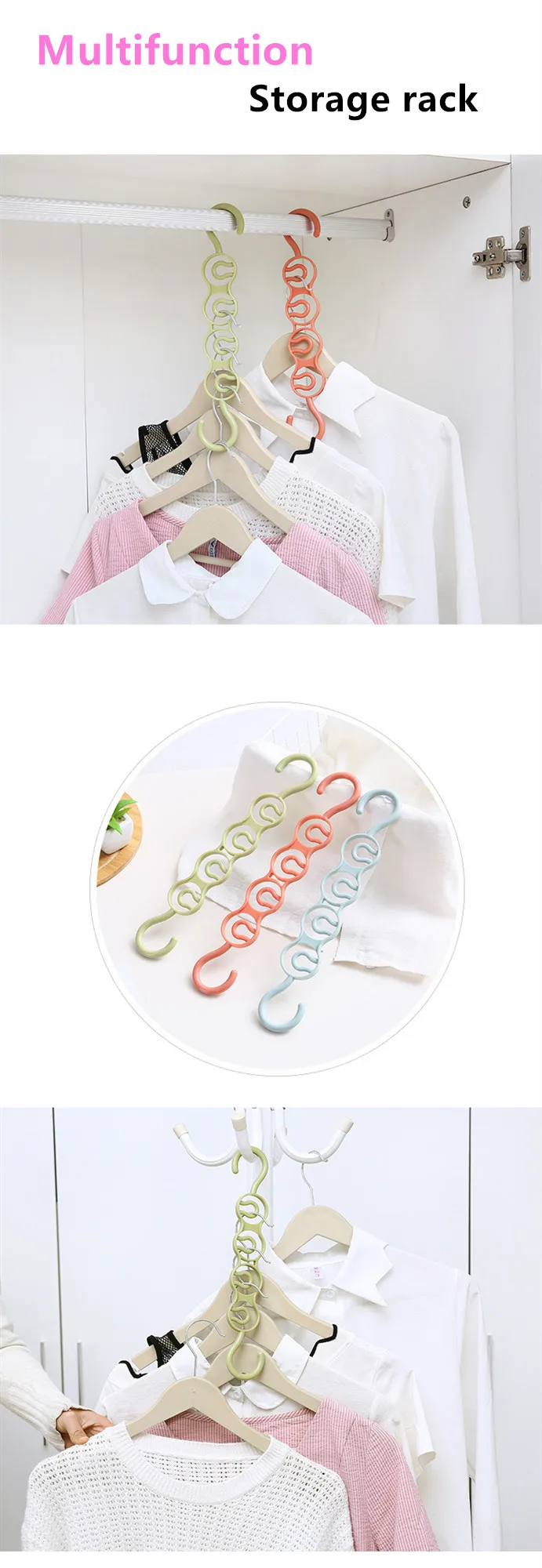 Multi-function magic magic hanger hook folding rotating storage hanger 4 holes