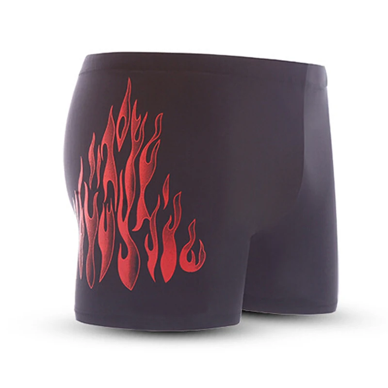 

New Arrival Boy Swimwear Boxer Trunks Beach Swimsuits Men's Swim Boxer Shorts Elastic Surf Board Clothes Print Flame Swim Wear