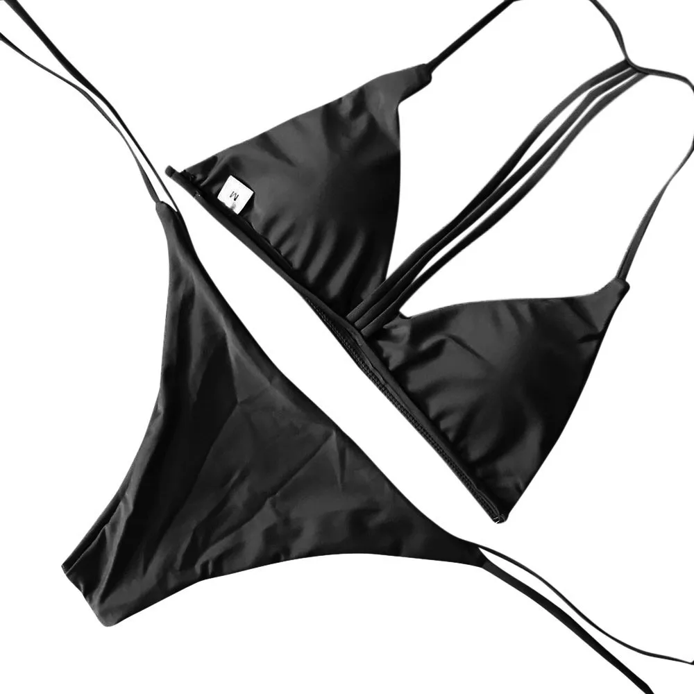 

Swimsuit 2019 low waist Polyester swimsuit female separate Women Bikini Set Swimwear Push-Up Padded Solid Bra Swimsuit Beachwear