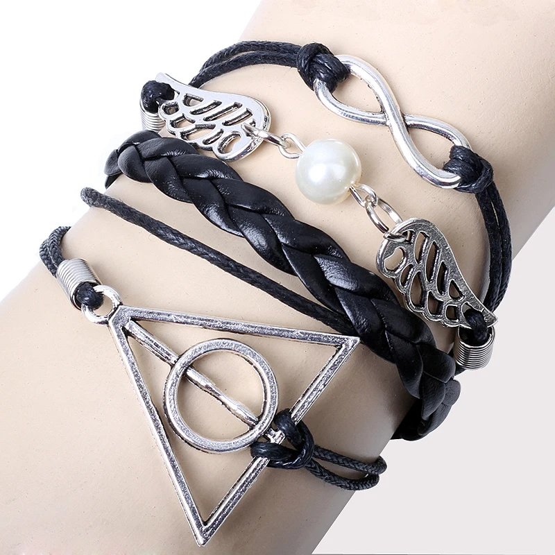 

Hot Fashion Simulated Pearl Bracelet Men Women Jewelry Angel wings hand-woven Infinity Series bracelets Birthday/Christmas