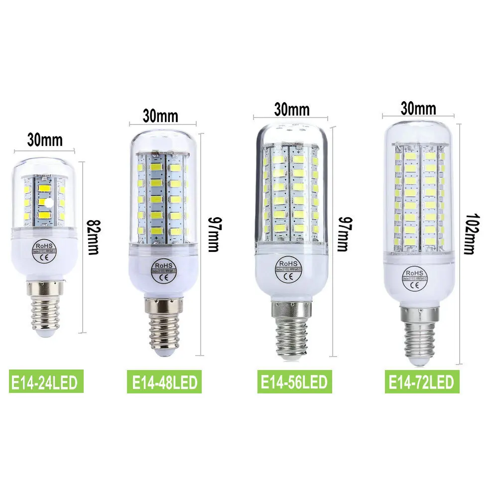 Buybay E27 Свет E14 светодиодные лампы 220 В кукурузы 24 48 56 72leds SMD5730 люстра свечах для