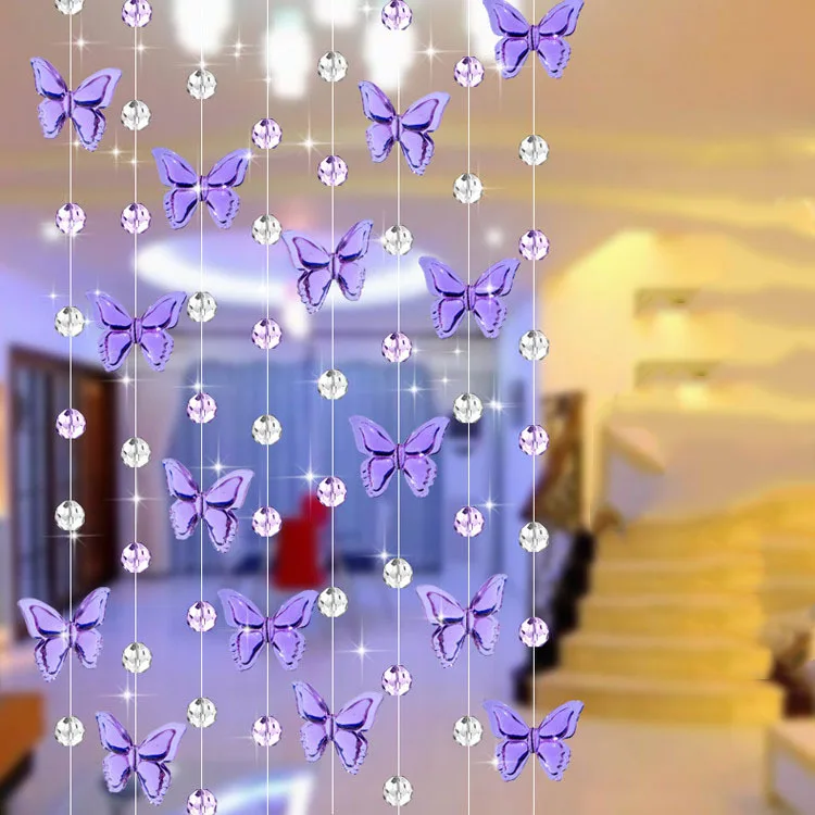 20 шт. хрустальные ариловые стеклянные бусинки веревка занавес бабочка висячие на экран 1 метр бусины Свадебная вечеринка украшения для дома - Цвет: color 6