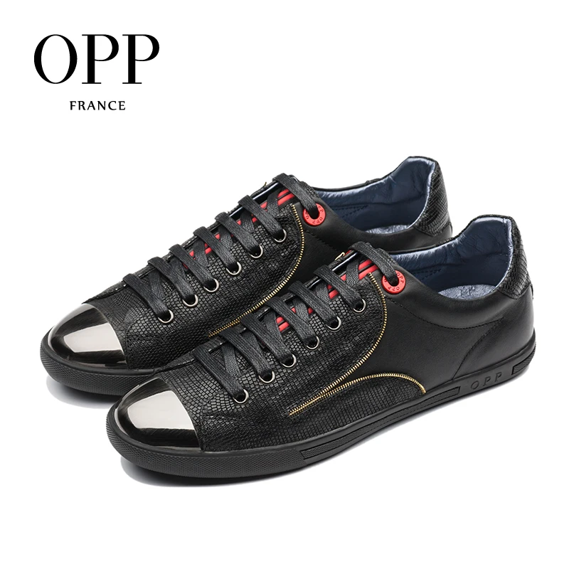

OPP 2018 Men Shoes Loafers For Men Cow Leather Flats Casual 4 Seasons Shoes Leather Loafers New footwear Snake Skin Shoes