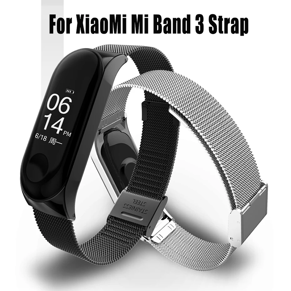 Браслет mi Band 3, металлический браслет из нержавеющей стали для Xiao mi Xio mi Band 3, браслет mi band 3, браслеты Pulseira mi Band 3