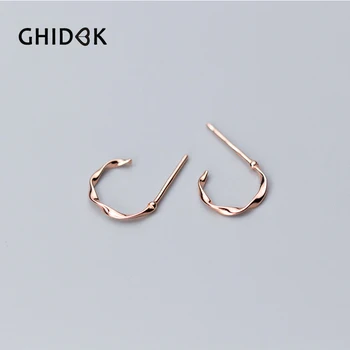 

GHIDBK 925 Sterling Silver Small Twisted Hoop Earrings Mini Minimalist Hoop Earrings Simple Tiny Open Circle Earrings for Women