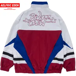 Aelfric Eden вышивка Цвет лоскутное ветровка трек куртки 2018 Для мужчин хип-хоп полный молнии уличная пальто мужской уличной BC07