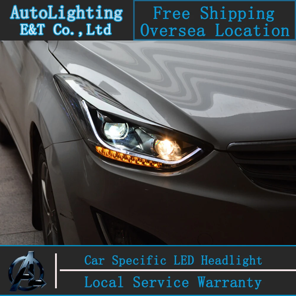 Car styling Head Lamp for Hyundai Elantra MD led headlights 2011-2014 Elantra led drl H7 hid Bi-Xenon Lens low beam