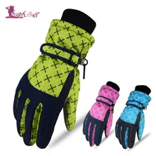 Lurehooker женские водонепроницаемые зимние теплые лыжные перчатки для активного спорта, ветрозащитные перчатки для сноуборда Женские клетчатые лыжные перчатки