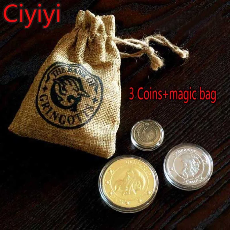 Harri Potter Gringotts Galleons Sickels Knut Cosplay Coin Magic Bag Toy Cartoon Harri Potter Magic World