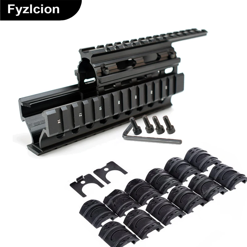 العالمي التكتيكية رباعية السكك الحديدية جبل التكتيكية رباعية القضبان Handguard السكك الحديدية مع 12 قطع السكك الحديدية يغطي ل AK47 74 AKs الصيد اطلاق ...