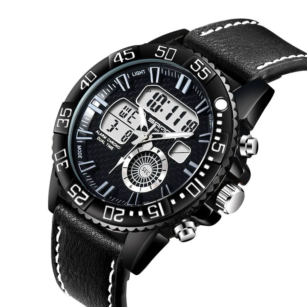 

SANDA Luxury Brand Men Analog Digital Leather Sports Watches Men's Army Military Watch Man Quartz Clock Relogio Masculino 771