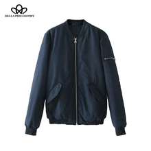 Bella philosophy осенне-зимняя Базовая куртка женская повседневная куртка на молнии однотонное женское модное пальто Верхняя одежда с длинными рукавами