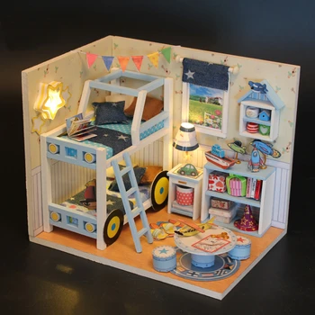 

DIY Small Wood House Building Model Christmas Graduation Assemble Gift Handmade Craft Miniature Model