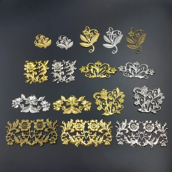 

Filigree Metal flower Branch Slice Charms Setting Jewelry DIY Components Crafts decorations Packing box cosplay Accessories