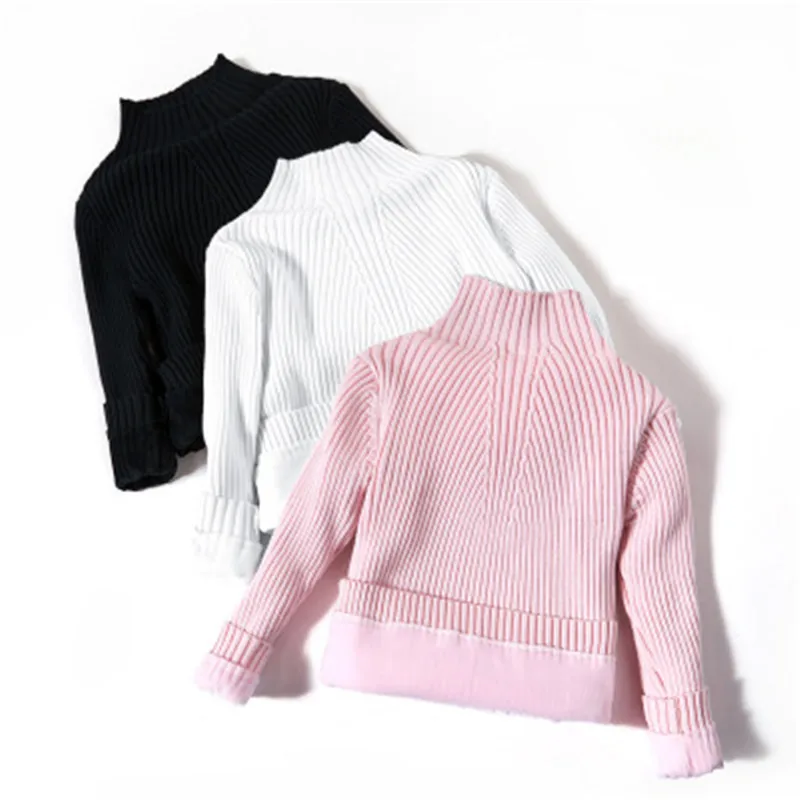 Коллекция года, зимние свитера для девочек возрастом от 3 до 11 лет, теплый хлопковый свитер на флисе топы, базовая одежда Осенняя детская одежда, AA3149