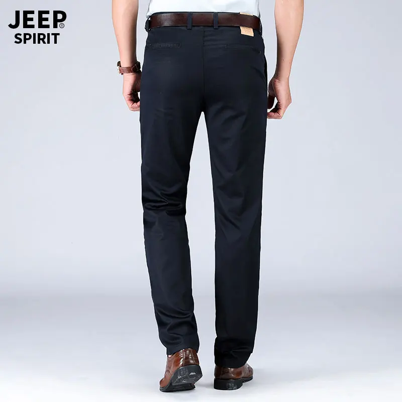 2019 Summer Autumn JEEP Brand Casual Suit Pants Straight Style Lyocell Men's Casual Mid Waist Cotton Pants Fashion Trousers (5)