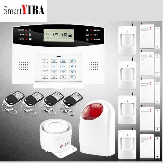 

SmartYIBA Home Security GSM Alarm System Professional Wireless 2G Remote Control Intelligent LED Display Voice Prompt Home Alarm