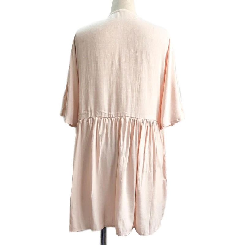 2019 Summer Mini Dress Women Casual Half Sleeve V Neck Loose Dress Pocket Button Beach Dress Vestidos Robe Femme Plus Size0111