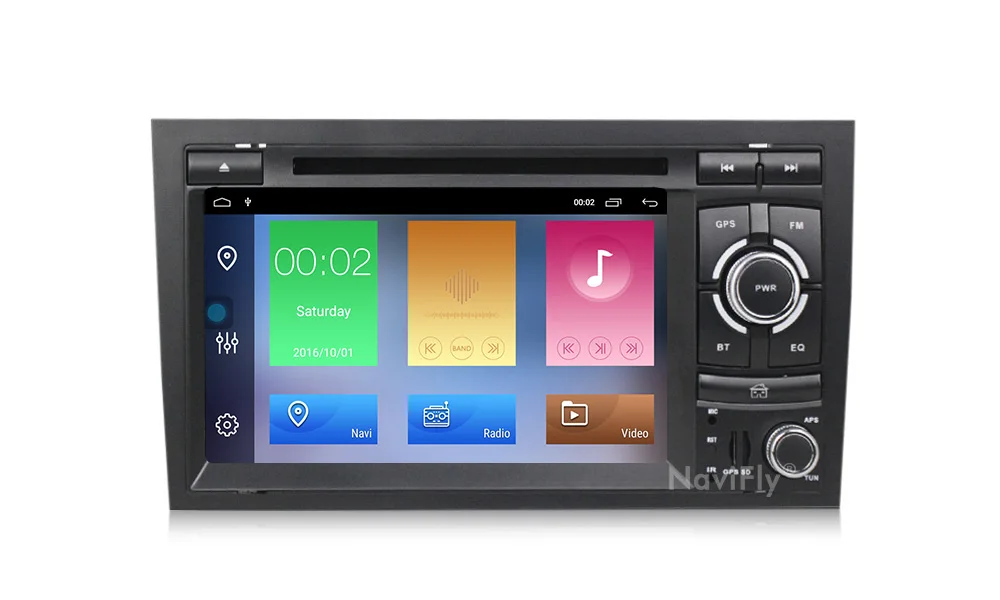 Excellent Navifly 2Din Car Multimedia Player GPS Android 9.1 DVD Automotivo For Audi/A4/S4 2002-2008 Radio Quad Cores RAM 2GB ROM 32GB 14