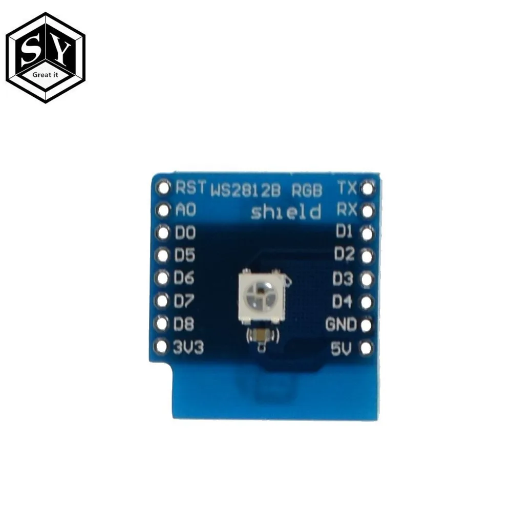 1 шт Esp8266 для WeMos D1 модуль WS2812B щит RGB для WeMos D1 мини ESP8266 модуль доска с контакты Esp8266