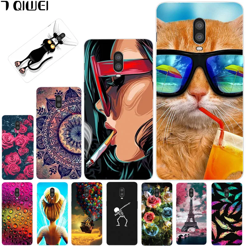 

6.4'' Oneplus 6T Case Silicone Painting Soft TPU Back Cover For Oneplus 6T One Plus 6T Case Cover One Plus 6 T 1+6T Thin Flower