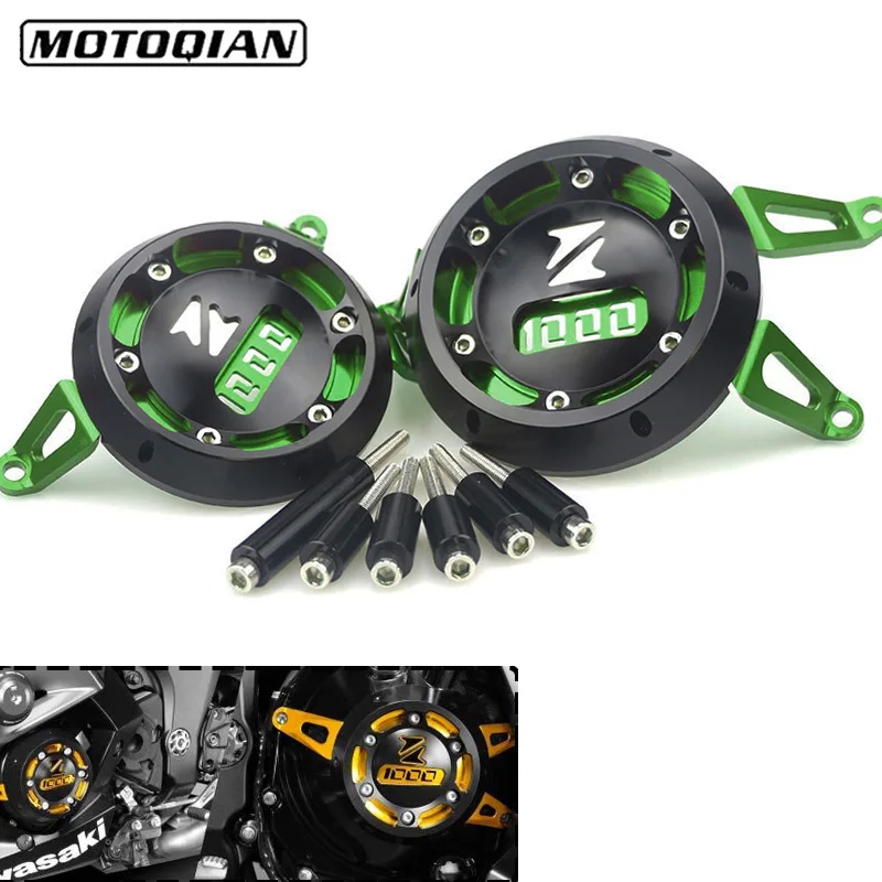 

Motorcycle CNC Aluminum Engine Guard Side Stator Case Guard Protector Green For Kawasaki Z1000 Z1000SX 2011 - 2017 2018 2019