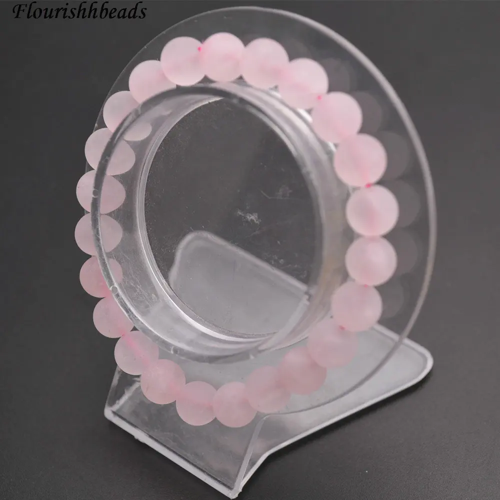 

8mm Matte Rose Quartz Stone Round Beads Elastic Line Bracelets