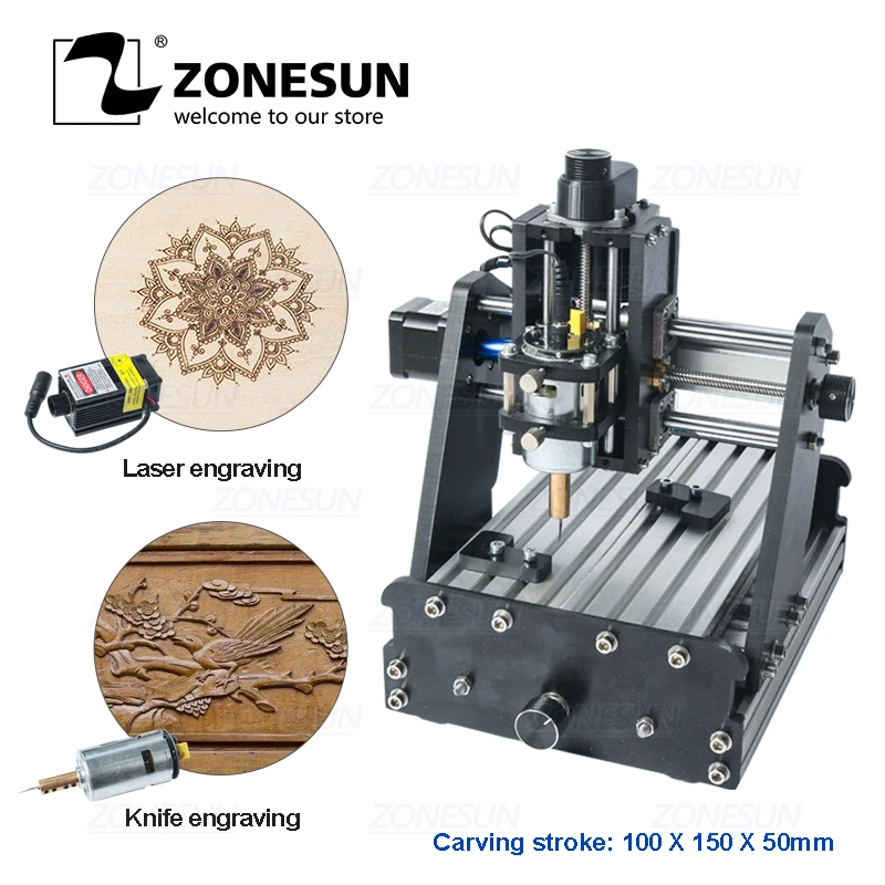 ZONESUN 3 оси Мини гравировальный станок с ЧПУ PCB фрезерный для резьбы по дереву