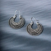 E045 винтажные полые серьги-кольца в богемном стиле, круглые серьги для женщин, подарок, индивидуальные серьги в народном стиле, модные ювелирные изделия