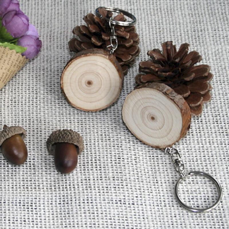 1 Pc Unisex Retro Wood Keychains Vintage Chic Creative Key Chains Diy Car Key Rings Bag Charms New