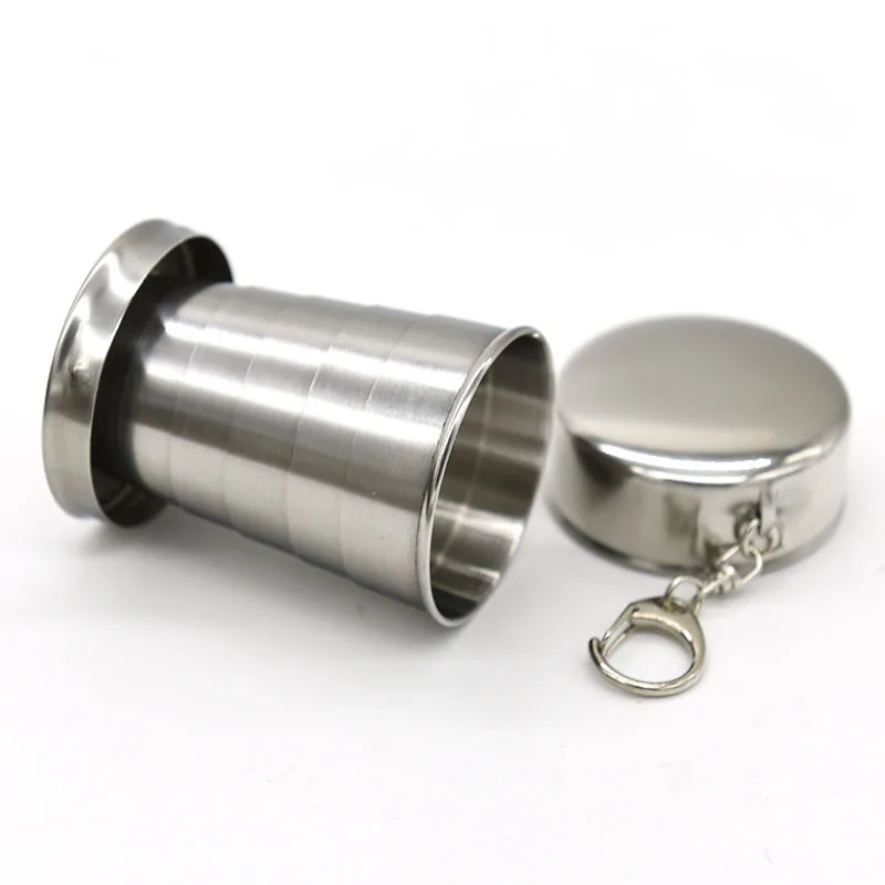 

1PC Stainless Steel Camping Folding Water Cup Portable Outdoor Travel Collapsible Cups Drinking Tools DA
