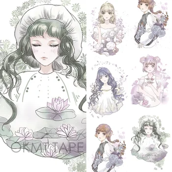 

Special ink 50mm wide Retro anime girl decoration washi tape DIY planner scrapbooking masking tape escolar With release paper