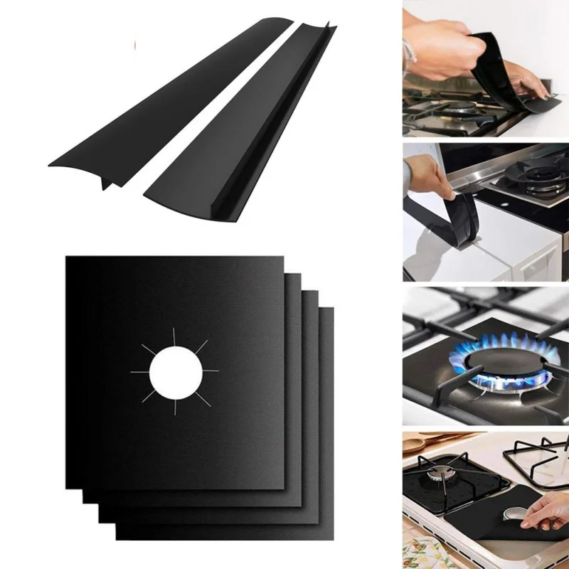 

2019 6PCS Gas Stove Burner Kitchen Stove Side Cover Gas Range Protectors Reusable Easy To Clean