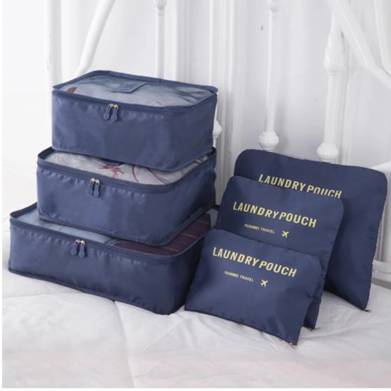 

JIULIN Nylon Packing Cube Travel Bag System Durable 6 Pieces Set Large Capacity Bags Unisex Clothing Sorting Organize Wholesale