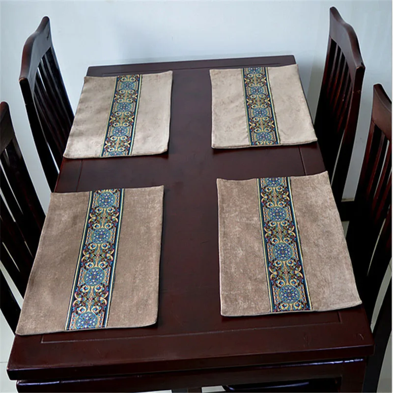 

HAO HOY Europe Corduroy Placemats For Breakfast Table Home Kitchen Mats And Pads On The Table Christmas Gift Mat,1 piece