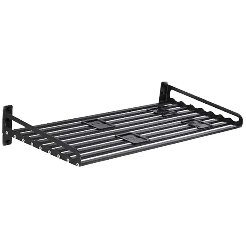  Space Aluminum Microwave Oven Bracket Wall Mounted Kitchen Rack Silver Black Kitchen Shelf Microwav - 32862500229