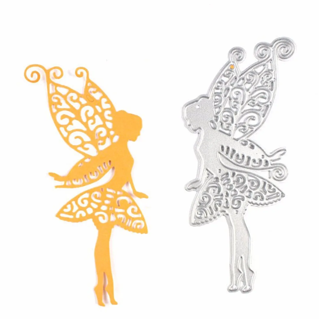 1Pc  Wing Flower Fairy Girl Cutting Dies Stencil DIY Scrapbooking Card Embossing