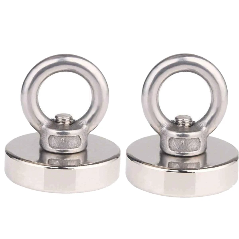 

2Pack 41Kg Pulling Force Strong Rare Earth Magnets Round Neodymium Fishing Magnet Diameter 1.4 Inch (36Mm) Magnetic Hooks For